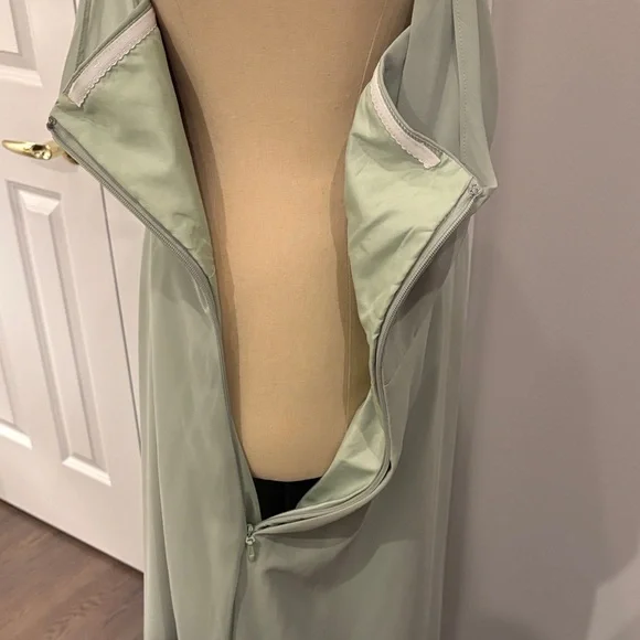 Chic One Shoulder Dress in Soft Sage Green - Picture 9 of 11